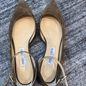 JIMMY CHOO Suede D'orsay Flats - Size 9